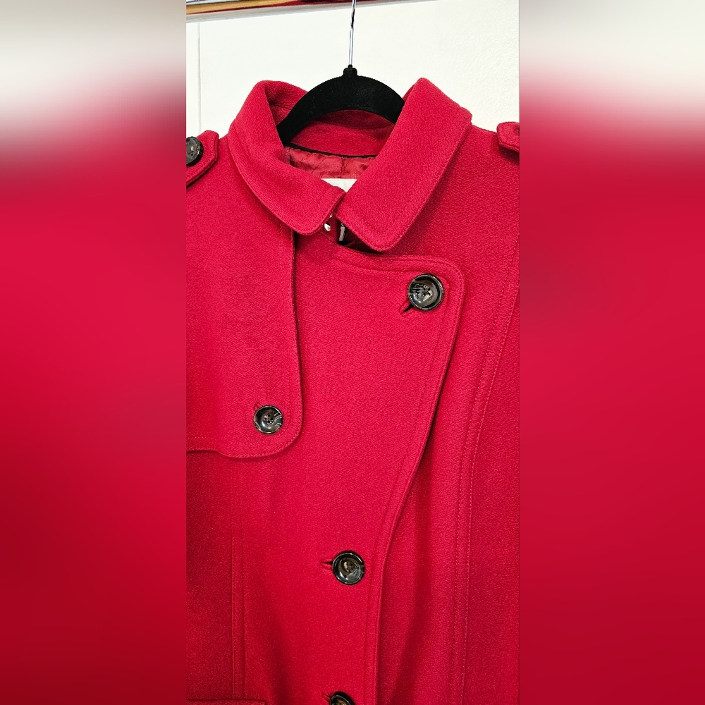 BANANA REPUBLIC Red Long Wool Coat - Picture 3 of 12